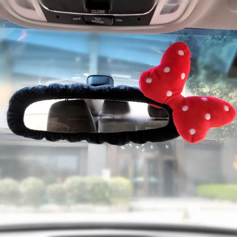 Creative Car Cover Creative Auto Accessories Car Rearview Mirror Cover Women's Mirror Bear/Bow/Bowknot/Panda Elastic Decoration