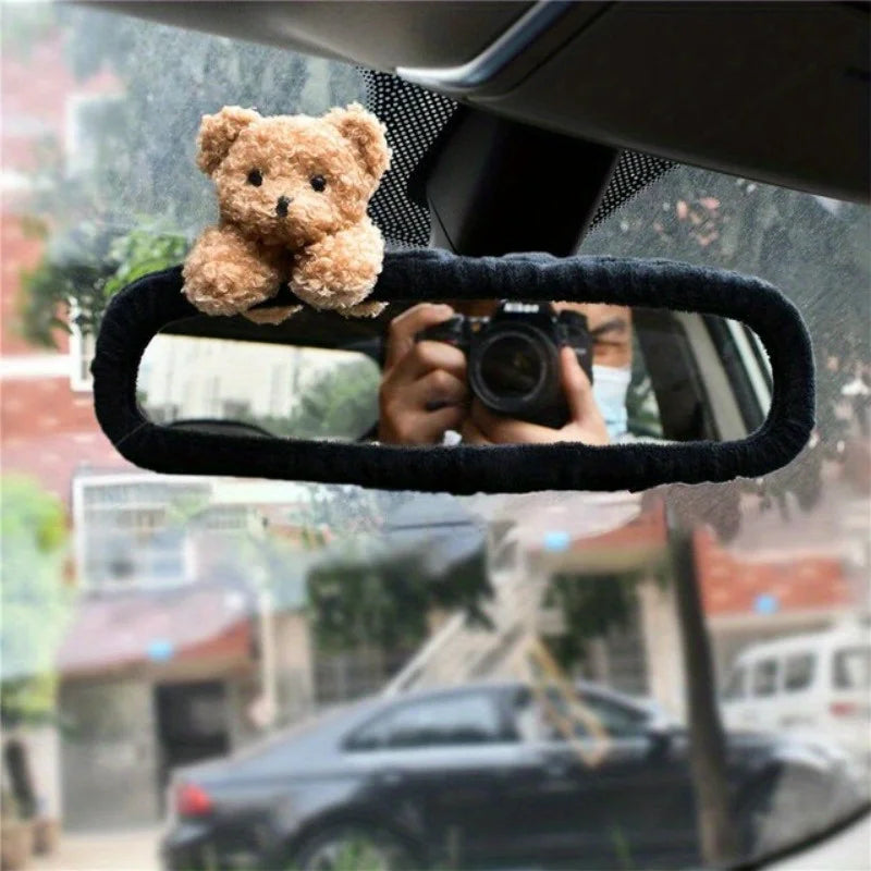 Creative Car Cover Creative Auto Accessories Car Rearview Mirror Cover Women's Mirror Bear/Bow/Bowknot/Panda Elastic Decoration