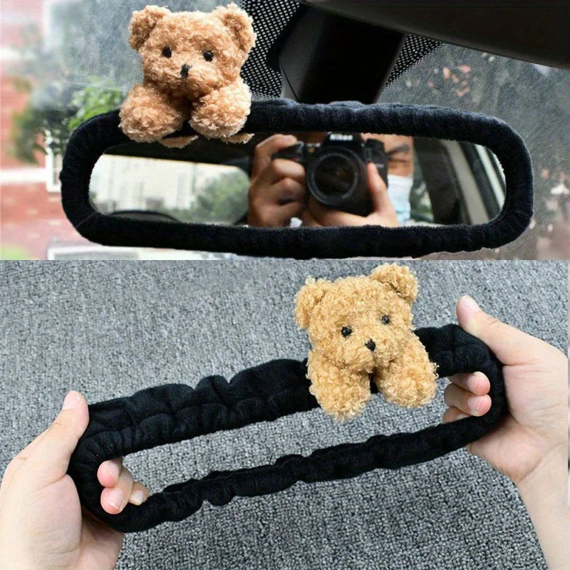 Creative Car Cover Creative Auto Accessories Car Rearview Mirror Cover Women's Mirror Bear/Bow/Bowknot/Panda Elastic Decoration