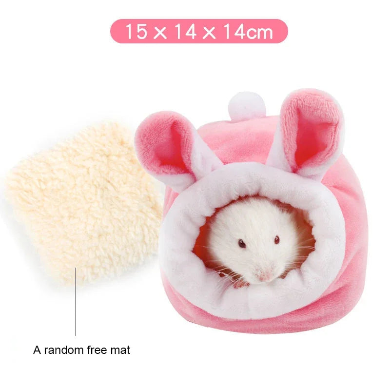 Small Pet Sleeping Bed Hamster Supplies Cotton Nest Pet Rat Hammock Hedgehog Squirrel Soft Warm Insulated Winter Cottage