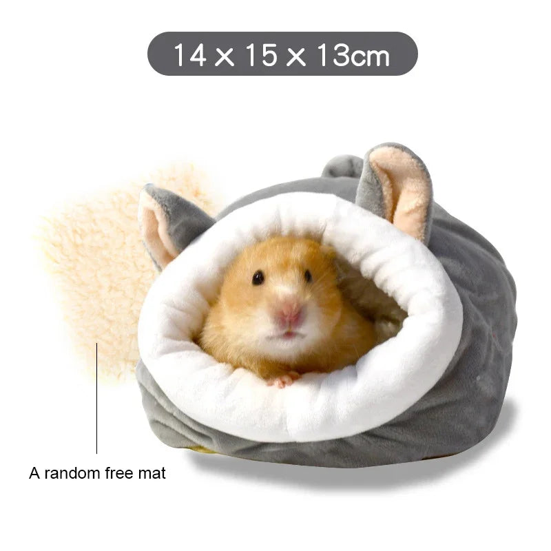 Small Pet Sleeping Bed Hamster Supplies Cotton Nest Pet Rat Hammock Hedgehog Squirrel Soft Warm Insulated Winter Cottage