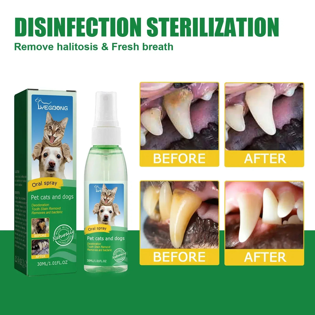 30ml Pet Tooth Cleaner Spray for Dogs and Cats to Remove Bad Breath, Mouth Cleaner, Breath Freshener Spray, Fresh Fragrance