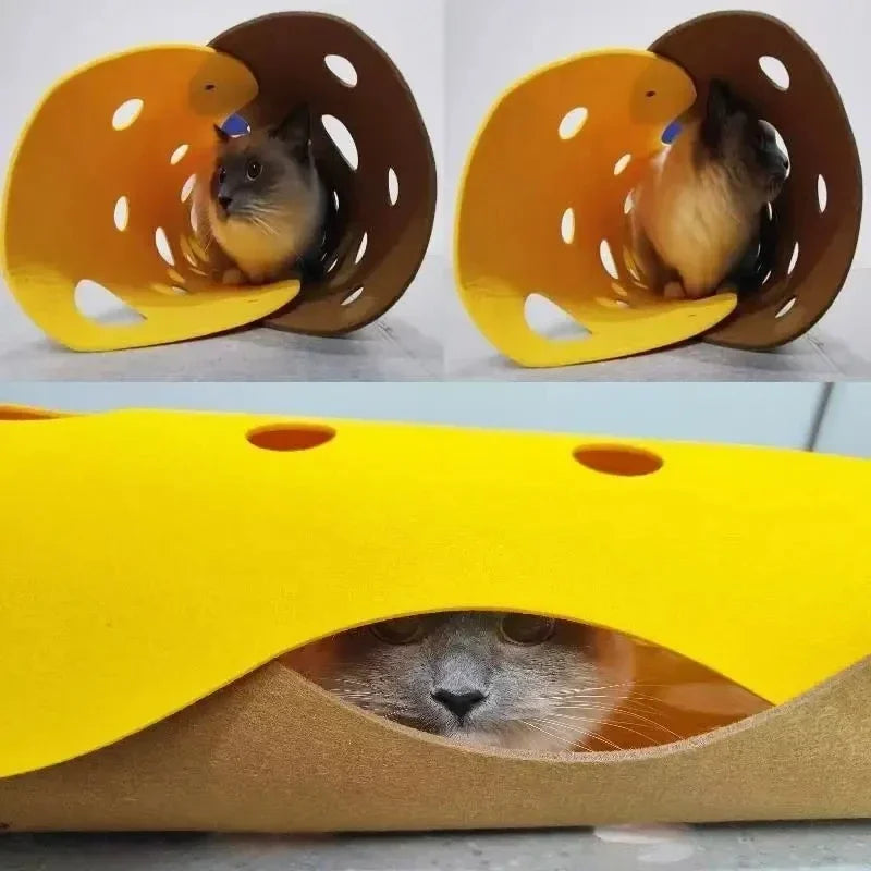 Splicing Cat Toy Felt Pom Nest Deformable Kitten Tunnel Collapsible Tube House Tunnel Interactive Pet Cat Security Sense