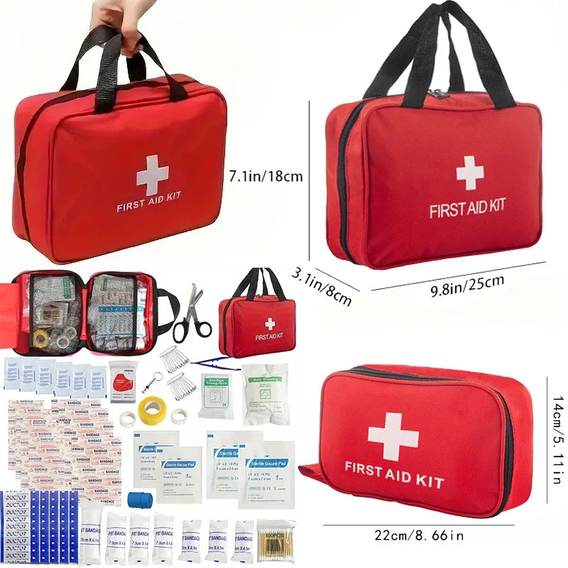 Botiquín de primeros auxilios - 188 piezas - para coche, hogar, viajes, acampada, oficina o deporte, totalmente equipado con artículos esenciales de emergencia y supervivencia