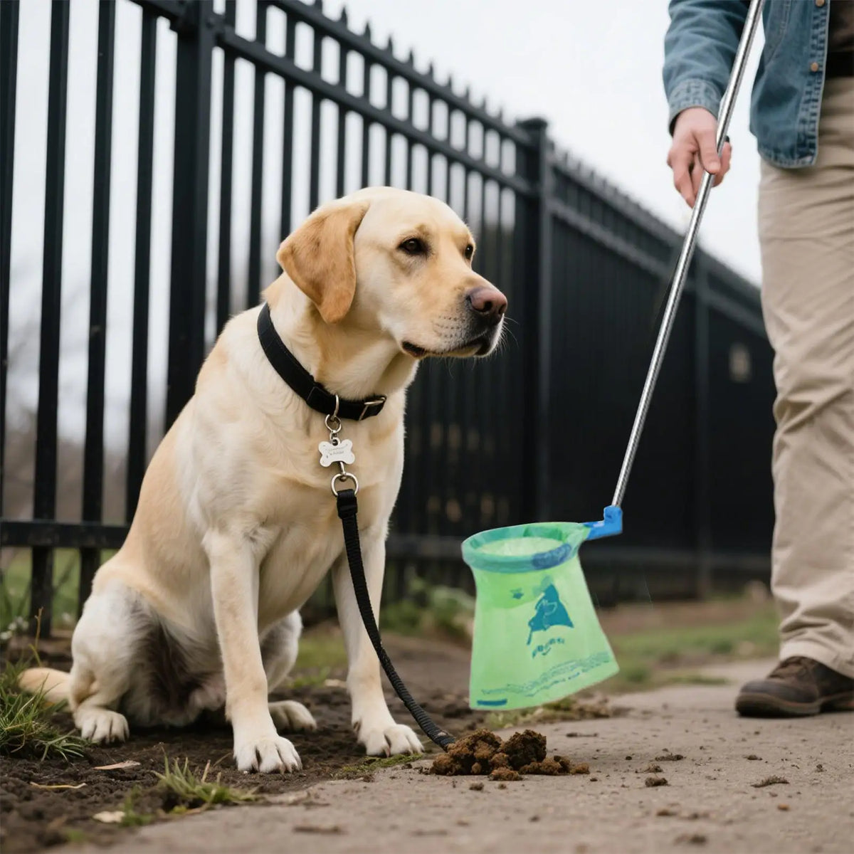 Pooper Scooper with Extendable Handle, Bend-Free Pet Waste Collector, Dog Poop Collector for Outdoor Walks, Park Adventures, and Outings