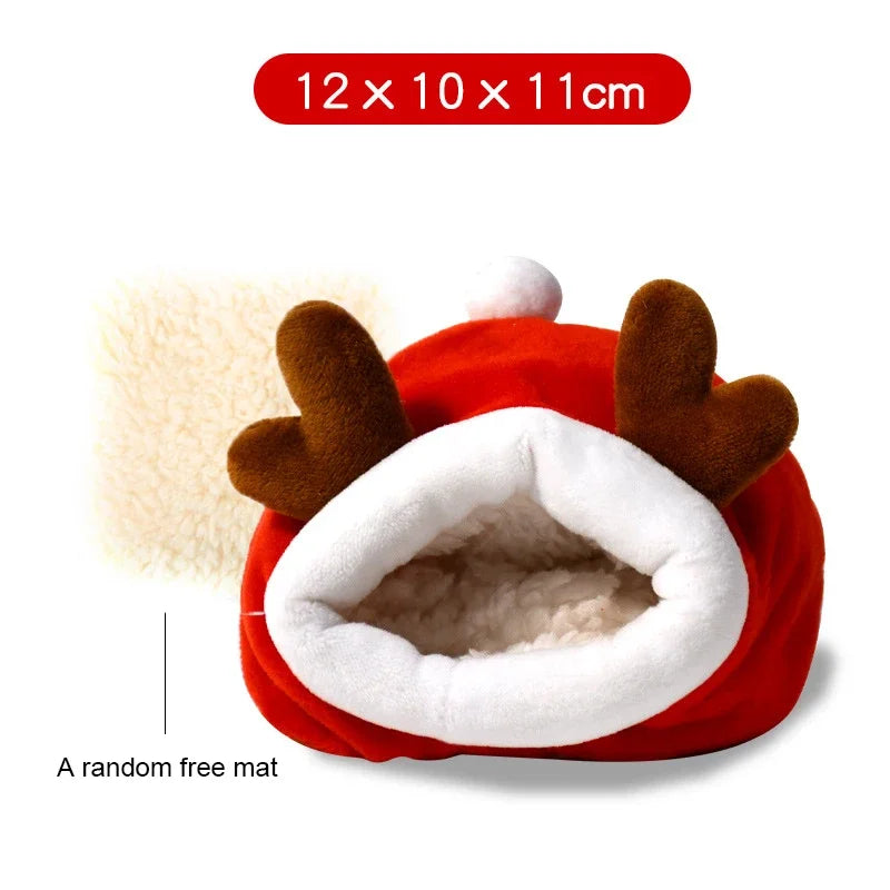 Small Pet Sleeping Bed Hamster Supplies Cotton Nest Pet Rat Hammock Hedgehog Squirrel Soft Warm Insulated Winter Cottage