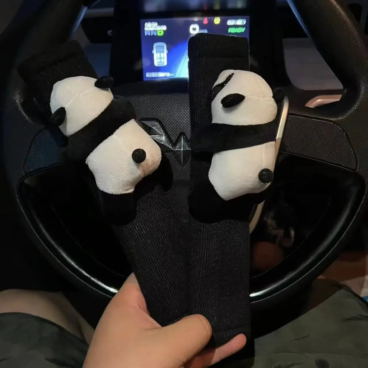 Automobile Safety Belt Decoration Cartoon Panda Safety Belt Shoulder Pad Plush Automobile Accessories Car Decorations