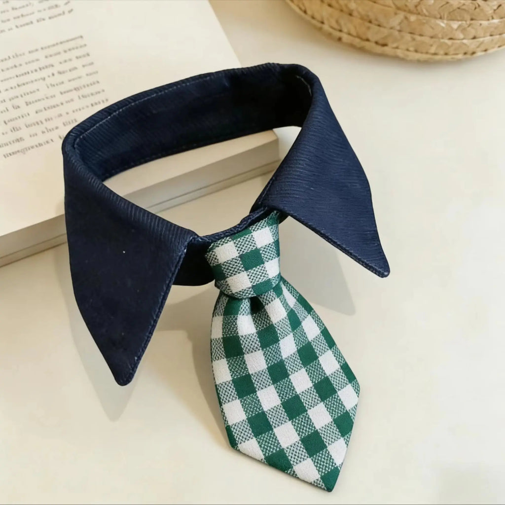 Gentleman Formal Pet Shirt Collar Plaid Tie Snap Button Small Dogs Cats Daily Wear Wedding Birthday Photo Costume Decor Gift