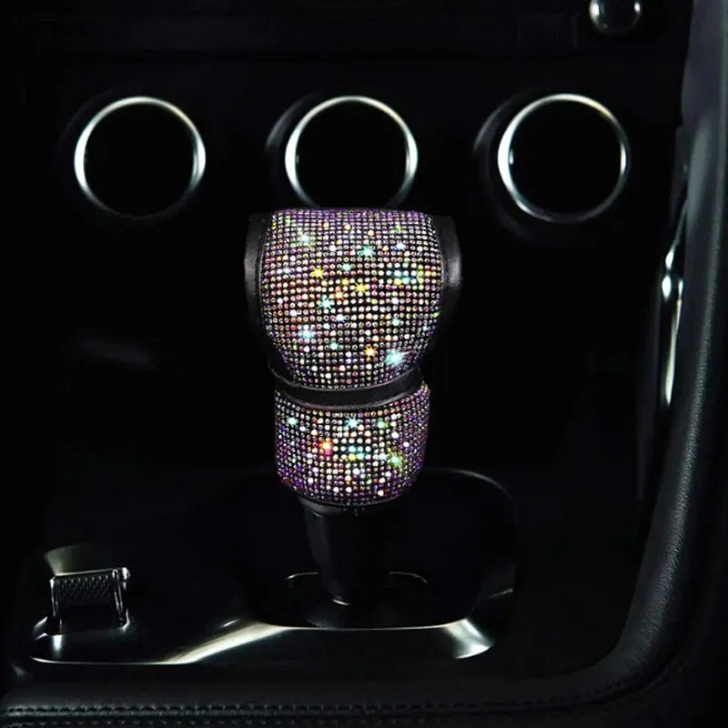 3Pcs Car Accessories Set for Women Steering Wheel Cover Gear Shift Cover Armrest Pad Mat Bling Auto Diamond Decoration Styling