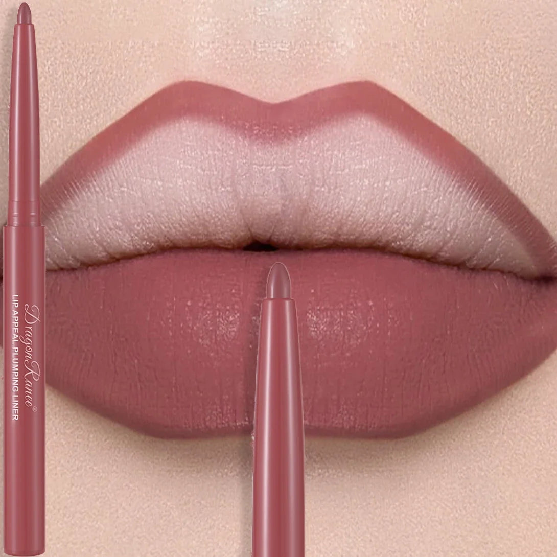 Matte Mauve Lipstick Pencil Long Lasting Waterproof Non-Stick Lipliner Crayon Velvet Lip Contour Outline Smooth Natural Makeup