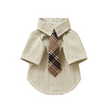 Striped Pet Shirt with Tie Gentleman College Style Soft Pet Blouse Small Medium Dog Cat Clothes Costume for Chihuahua Bichon