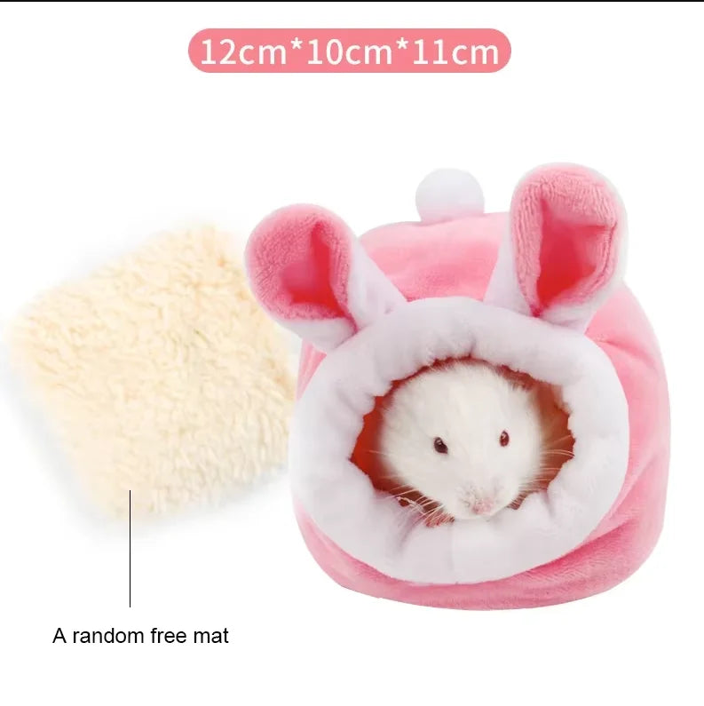 Small Pet Sleeping Bed Hamster Supplies Cotton Nest Pet Rat Hammock Hedgehog Squirrel Soft Warm Insulated Winter Cottage