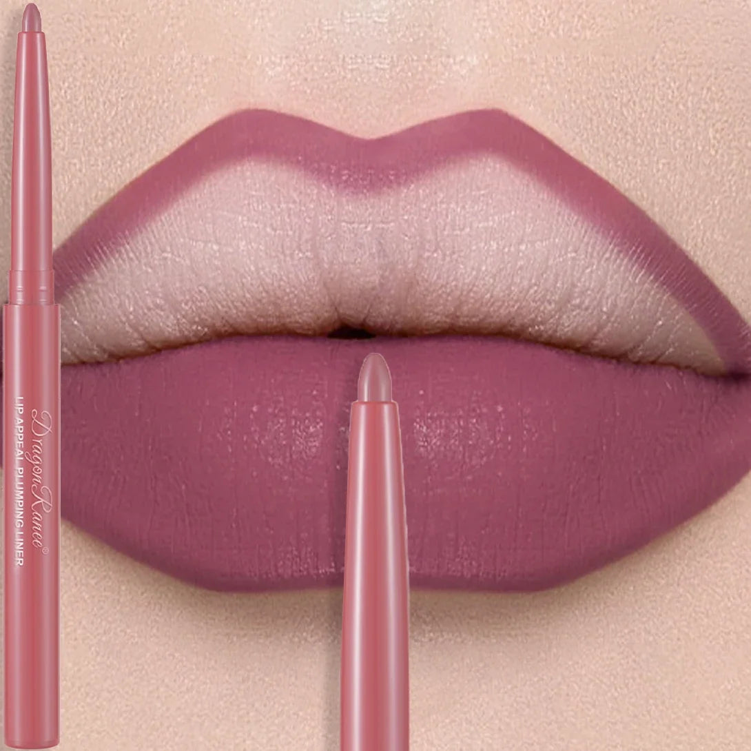 Matte Mauve Lipstick Pencil Long Lasting Waterproof Non-Stick Lipliner Crayon Velvet Lip Contour Outline Smooth Natural Makeup