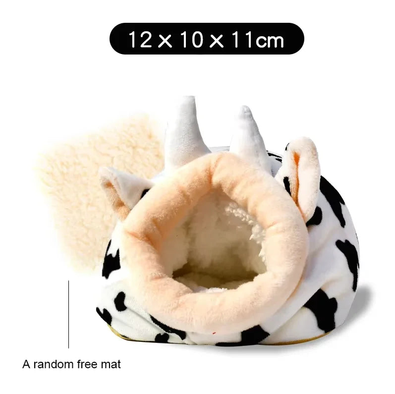 Small Pet Sleeping Bed Hamster Supplies Cotton Nest Pet Rat Hammock Hedgehog Squirrel Soft Warm Insulated Winter Cottage