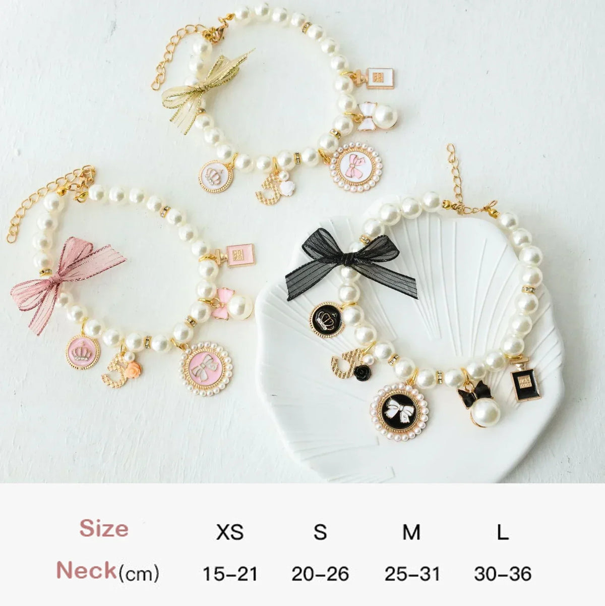 Pet Bow Pearl Collar Cat Jewelry Chihuahua Accessories Pendant Princess Necklace Dog Sweet Decorations Puppy Rhinestone Collar
