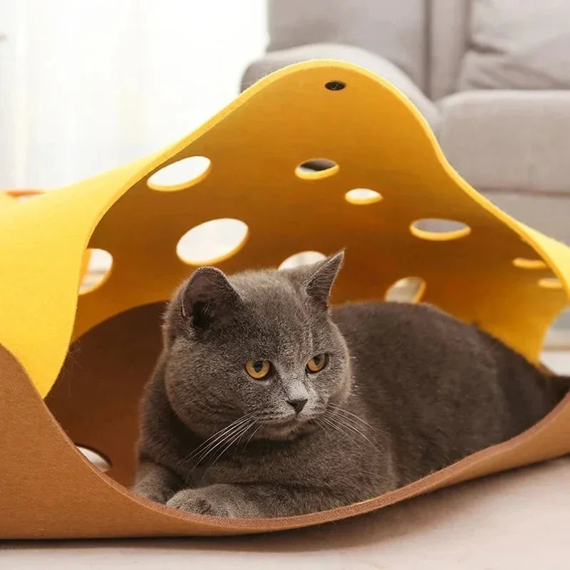 Splicing Cat Toy Felt Pom Nest Deformable Kitten Tunnel Collapsible Tube House Tunnel Interactive Pet Cat Security Sense
