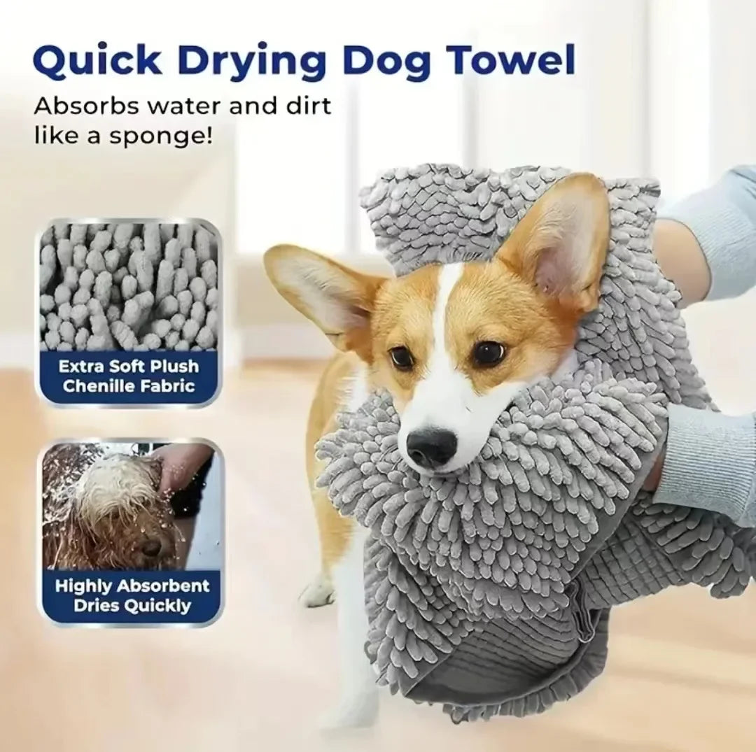 Super Absorbent Pet Bath Towel Quick-drying Cat Towel Convenient Soft Bathrobe Dry Pet Cleaning Washcloth Dog Accessories