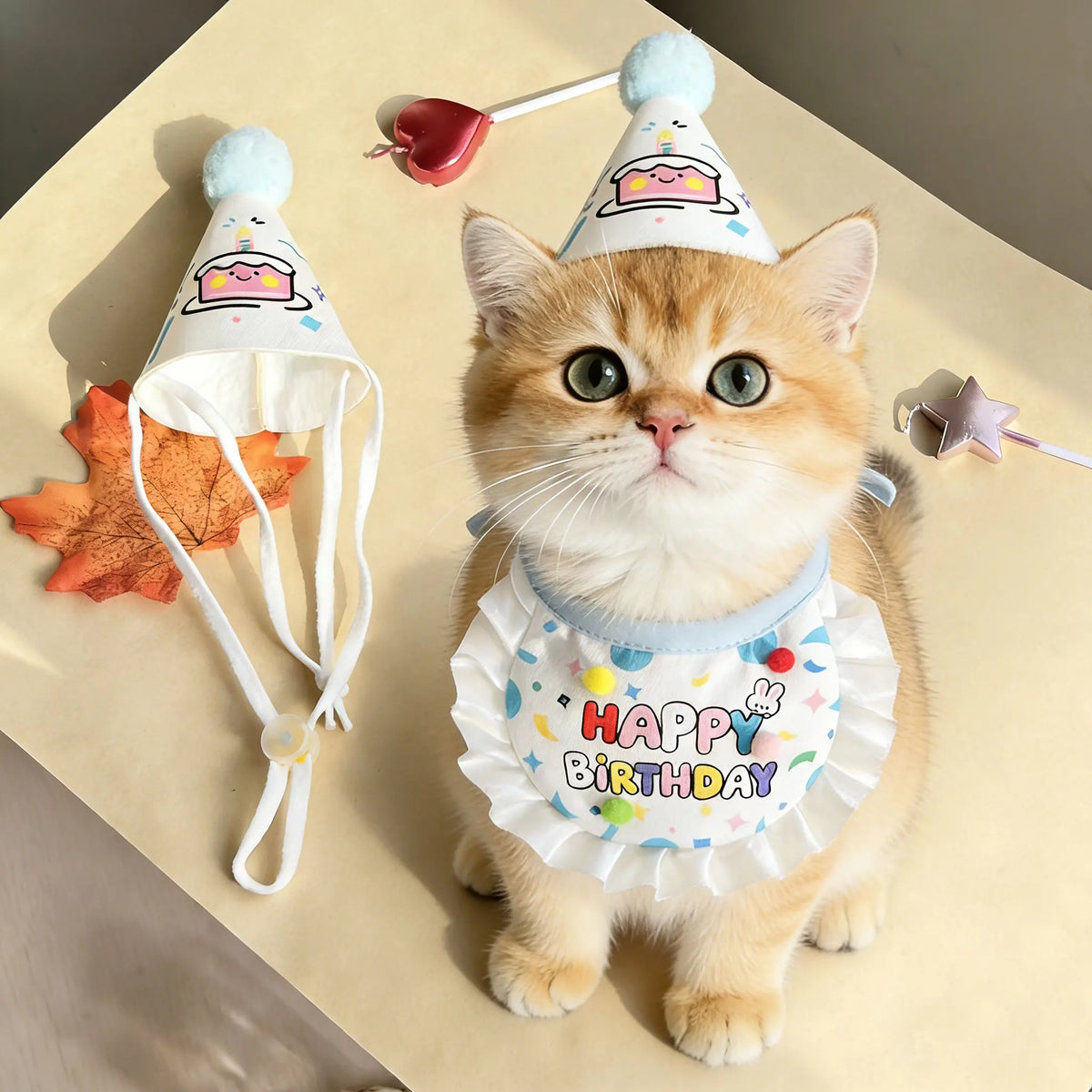 1 Pc Pet Birthday Hat and Bib Set, Cute Pet Party Costume for Small, Medium, Large Dogs and Cats, Pet Birthday Photo Prop