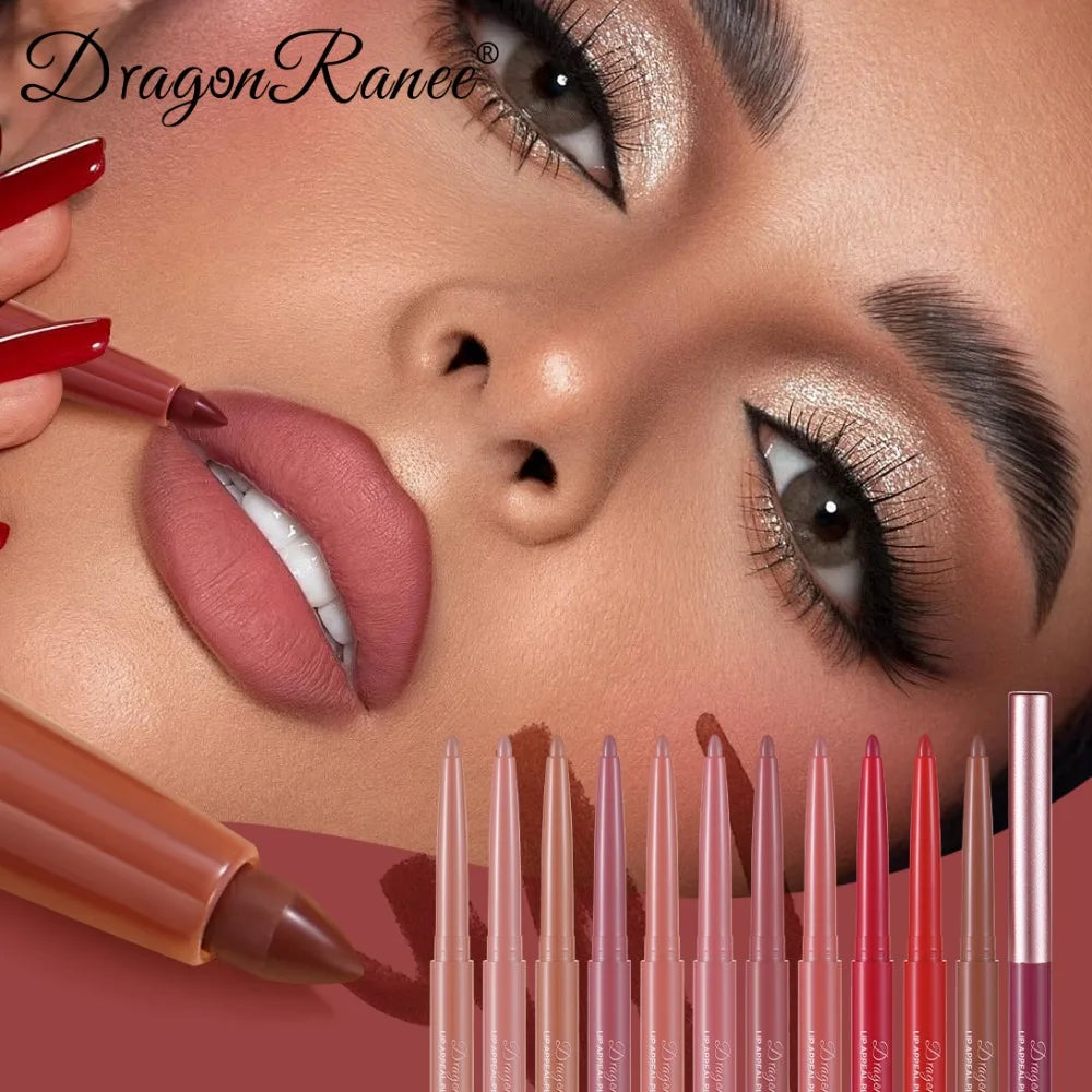 Matte Mauve Lipstick Pencil Long Lasting Waterproof Non-Stick Lipliner Crayon Velvet Lip Contour Outline Smooth Natural Makeup
