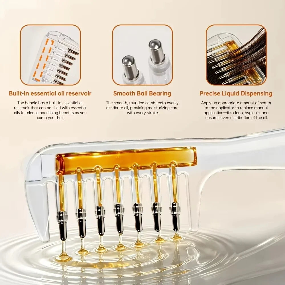 Portable Transparent Scalp Applicator Comb for Hair Oil and Serum, Anti-Leak Hair Care Tool with Massage Function