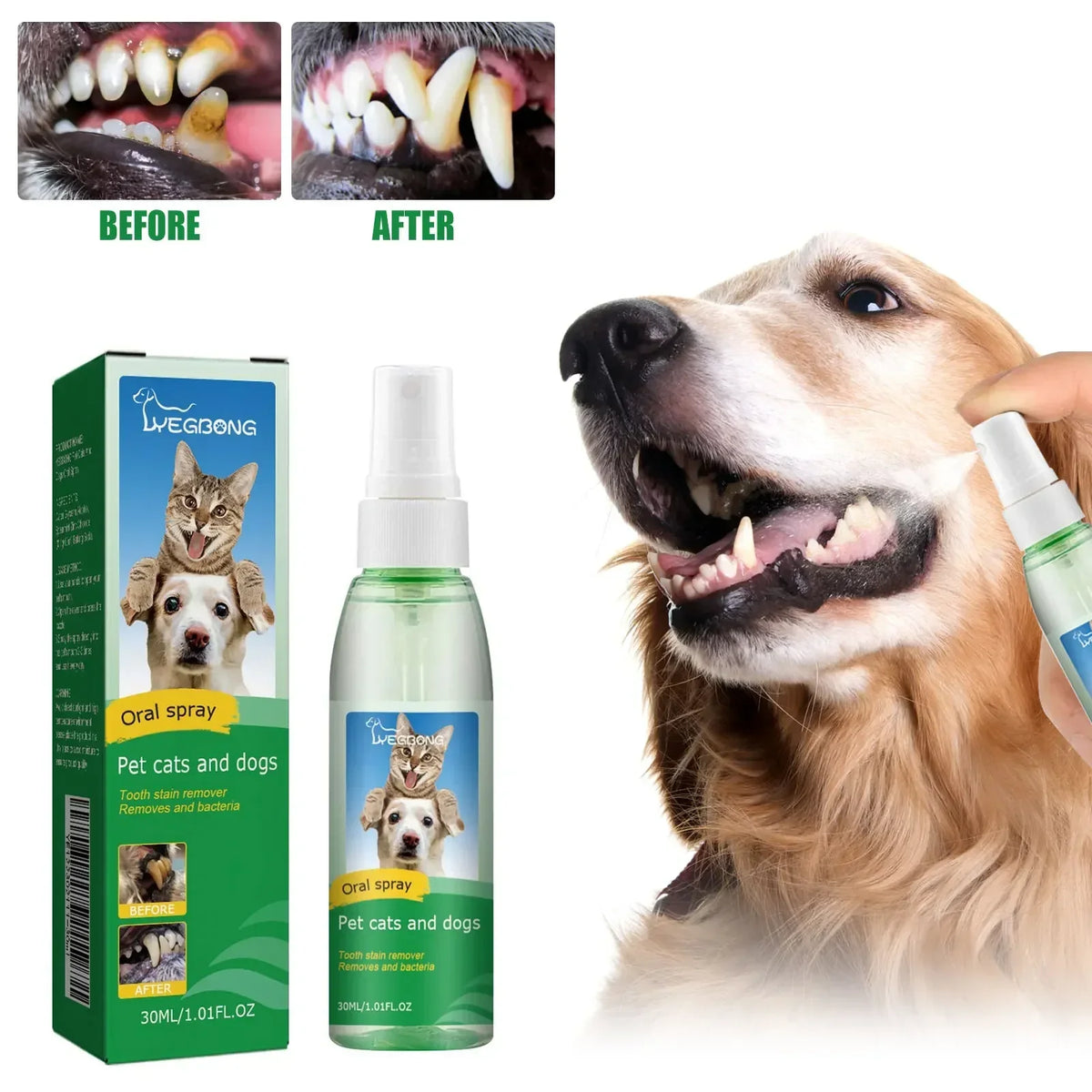30ml Pet Tooth Cleaner Spray for Dogs and Cats to Remove Bad Breath, Mouth Cleaner, Breath Freshener Spray, Fresh Fragrance