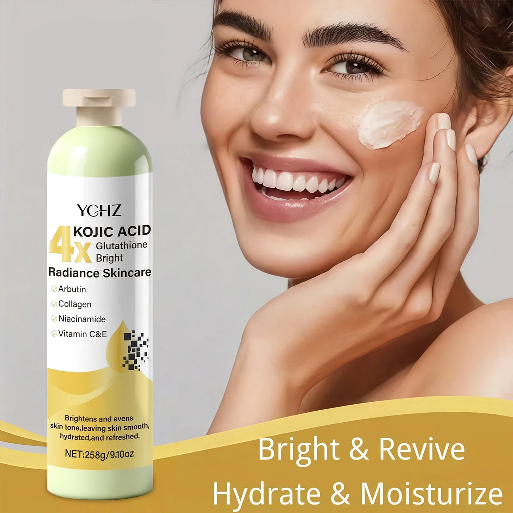 Kojic Acid Cream, Evens Out Skin Tone, Eliminates Dark Spots and Dullness - Non-Greasy, Suitable for Both Men and Women - Whitening and Moisturizing Cream, for Day and Night Use - 258g