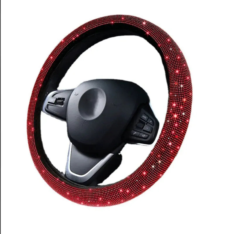 3Pcs Car Accessories Set for Women Steering Wheel Cover Gear Shift Cover Armrest Pad Mat Bling Auto Diamond Decortion Styling