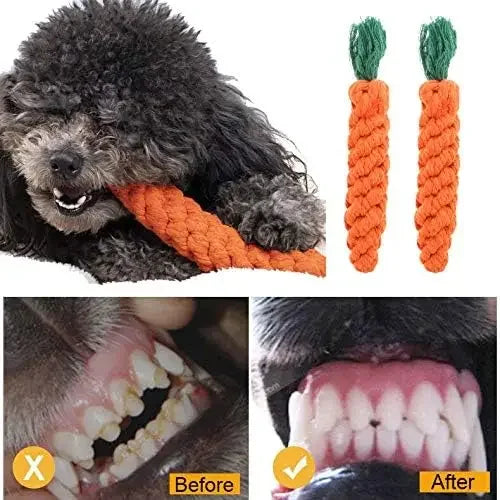 1/2/3pc Dog Chew Toys Cartoon Carrot Shape Cotton Rope Bite-proof Pet Teeth Grinding Cleaning Toys Pet Outdoor Training Supplies