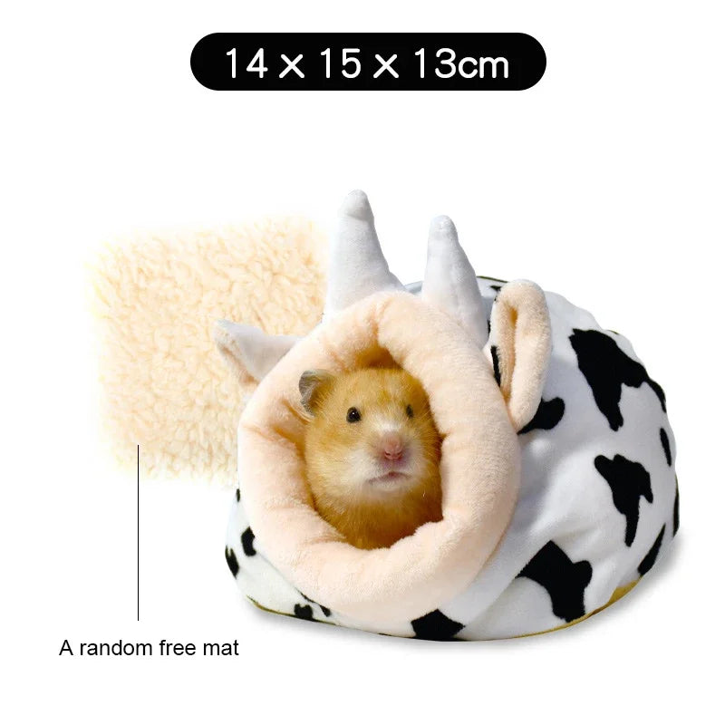 Small Pet Sleeping Bed Hamster Supplies Cotton Nest Pet Rat Hammock Hedgehog Squirrel Soft Warm Insulated Winter Cottage